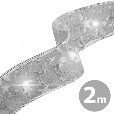 Panglica LED de Craciun - argintie - 2 m x 5 cm - 2 x AA Best CarHome foto