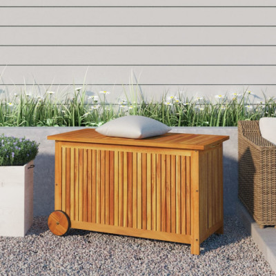 vidaXL Ladă de depozitare de grădină cu roți, 90x50x58 cm, lemn acacia foto