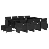 Cumpara ieftin Set mobilier de gradina cu perne, 13 piese, negru, poliratan