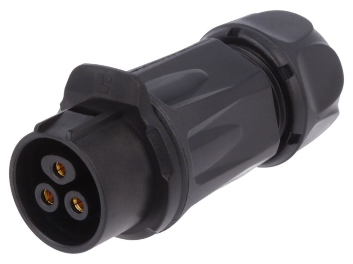 Conector circular mamă 3 pini aurit 20A
