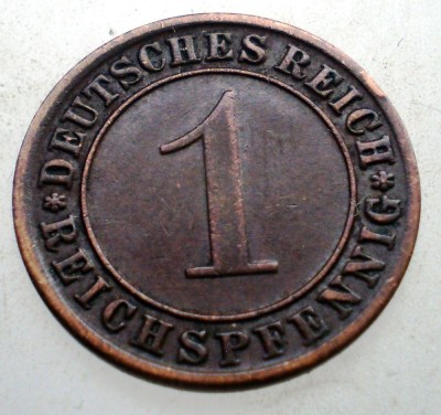 B.186 GERMANIA WEIMAR 1 REICHSPFENNIG 1933 A foto