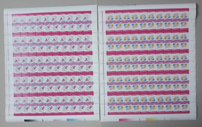 TIMBRE ROM&Acirc;NIA MNH LP1503/2000 ZIUA &Icirc;NDRAGOSTITILOR 2 coli tete beche +eroare