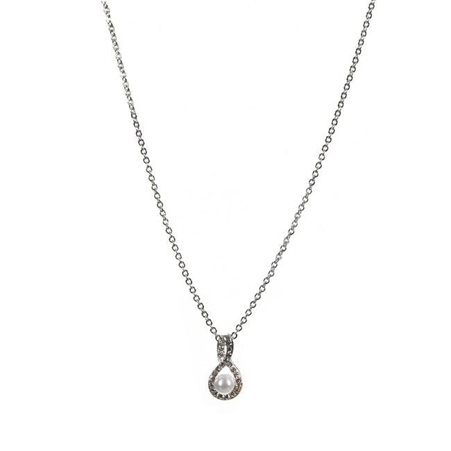 Colier Dama cu Perla Strass, Argintiu