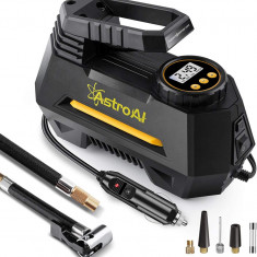 Compresor Auto AstroAI A220B, 12V, 100PSI, Digital, Lumina de urgenta, Adaptoare incluse, Negru