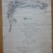 Meniu din 28 martie 1915; Banchet dat in onoarea D - lui Theodor Dragu, subdirector general al Cailor Ferate, dupa un desen de Mutzner