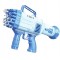 Pistol de facut baloane de sapun, cu rezervor de lichid, 32 de duze de evacuare, alimentare cu baterii, 27, 5 cm x 15, 5 cm x 7, 5 cm, albastru