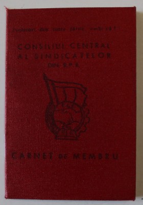 COMITETUL CENTRAL AL SINDICATELOR DIN R.P.R , CARNET DE MEMBRU , 1964 foto