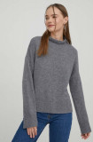 Abercrombie &amp; Fitch pulover de casmir culoarea gri, light, cu turtleneck