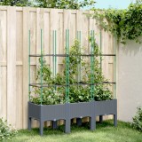 VidaXL Jardinieră de grădină cu spalier, gri, 120x40x142,5 cm, PP