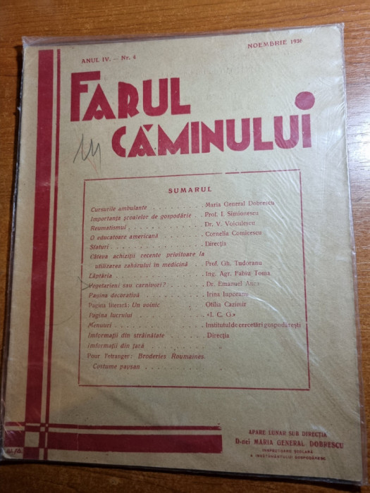 farul caminului noiembrie 1936-retete pt gatit,regina maria,portul popular