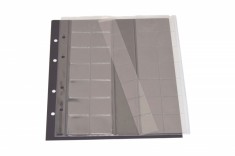 Set 2 folii pentru monede, Premium, cu 70 buzunare pentru monede de pana la 28 mm si foi de carton negru