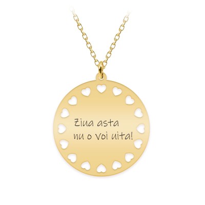 Illy - Colier personalizat argint 925 placat cu aur galben 24K banut cu inimioare decupate foto