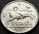 Moneda istorica 10 CENTIMOS - SPANIA, anul 1953 * cod 3709 = luciu de batere, Europa, Aluminiu