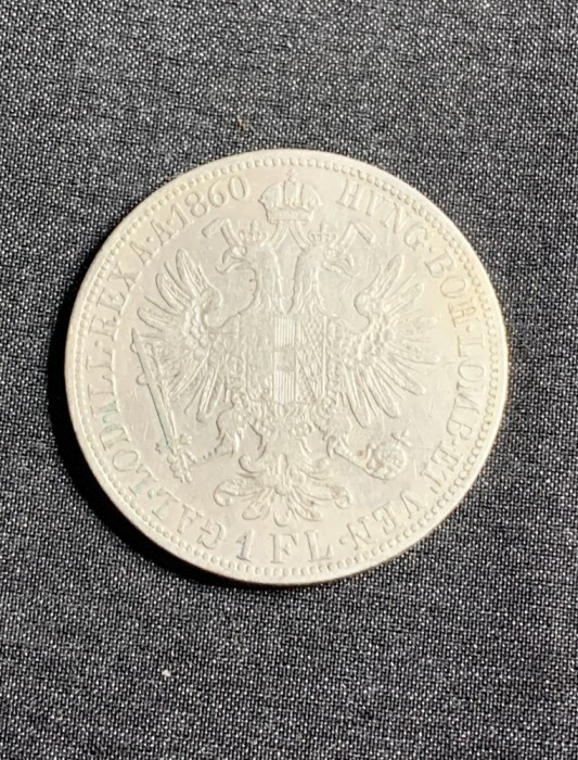 Moneda 1 Florin 1860 Austria semn de monetărie A Viena