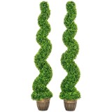 HOMCOM Buxus spiralat, set de 2 plante artificiale, cu ghiveci, 150 cm &icirc;nălțime, verde | Aosom Romania