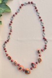 COLIER VINTAGE DIN METAL CU DECOR CORAL NATURAL SI CRISTAL ROSU FATETAT