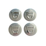 Set 4 capace roti 58mm exterior, 53.4mm interior Dacia argintii compatibil/inlocuitor janta aliaj