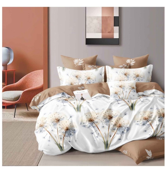 Lenjerie pat dublu,bumbac finet,6 piese,cearceaf normal 220x240cm, cearceaf pilota 200x220cm, 2 fete de perna 50x70, 2 fete de perna 70x70-A1089