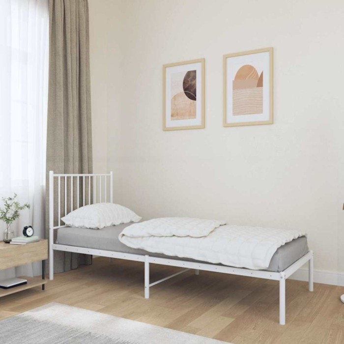 vidaXL Cadru de pat metalic cu tăblie, alb, 80x200 cm 350922