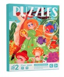 Set Puzzle-uri Magnetice din Lemn tip Carte, 2 in 1, 36 si 48 piese, Nivel 2, Printesa Elfica, Montessori