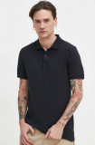 Hollister Co. tricou polo barbati, culoarea negru, neted