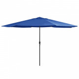 vidaXL Umbrelă de soare de exterior, st&acirc;lp metalic, azuriu, 390 cm