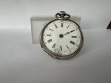 Ceas de Buzunar Open Face Carcasa din Argint - Cifre Romane cu Cheie