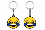 Cumpara ieftin Set 2 brelocuri cu emoticon ras cu lacrimi, model Smiley Laughing Face