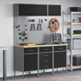 VidaXL Set banc de lucru, 8 piese, negru, oțel