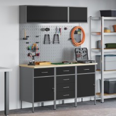 vidaXL Set banc de lucru, 8 piese, negru, oțel foto