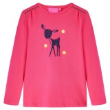 Tricou pentru copii cu m&acirc;neci lungi, roz aprins, 128
