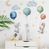 Cumpara ieftin Sticker Perete Autocolant Iepurasi cu Baloane 90x30cm - 95590