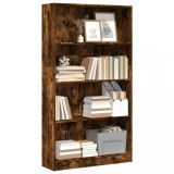 Biblioteca Gossi Stejar Fumuriu 80x24x143 cm Lemn Prelucrat Rafturi Depozitare Living Birou