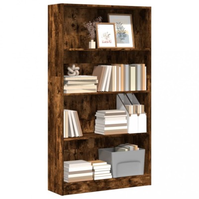 Gossi biblioteca, stejar fumuriu, 80x24x143 cm, lemn prelucrat foto