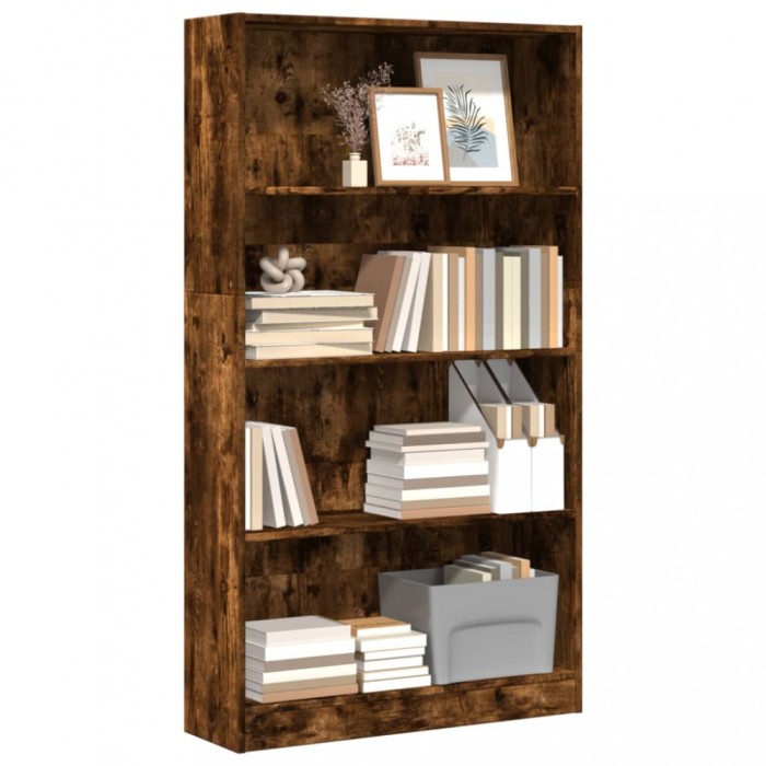 Gossi biblioteca, stejar fumuriu, 80x24x143 cm, lemn prelucrat