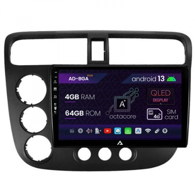 Navigatie Honda Civic (1998-2005), Android 13, A-Octacore 4GB RAM + 64GB ROM, 9 Inch - AD-BGA9004+AD-BGRKIT018 foto