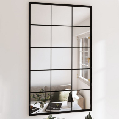 vidaXL Oglindă de perete, negru, 100x60 cm, metal foto