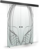 Usa culisanta Boss &reg; Duo Black model Lava negru, 95+95x215 cm, sticla Gri securizata, glisanta in ambele directii