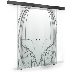 Usa culisanta Boss &reg; Duo Black model Lava negru, 60+60x215 cm, sticla Gri securizata, glisanta in ambele directii