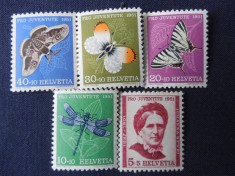 Elvetia-Fauna,insecte,Pro Juventute 1951-serie completa -nestampilate foto