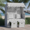 VidaXL Scaun de plajă cu perne,gri&amp;alb, poliratan și lemn masiv