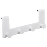 Cuier metalic cu 4 agatatori cu atasare pe usa sau dulap, 27 x 11 x 4 cm, Alb, SOHO