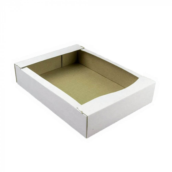 Set 100 Cutii pentru Patiserie, 355x260x70 mm, Carton Alb/Natur