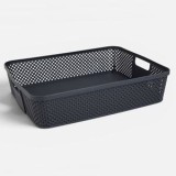 Coș de depozitare din plastic perforat, 5,5L, antracit, CMCLASS