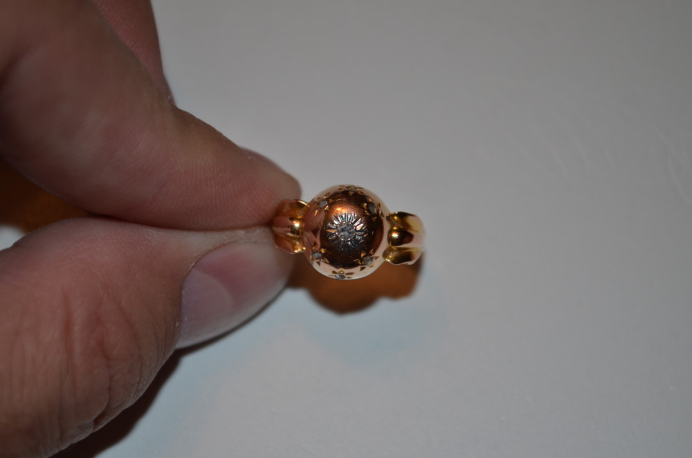 INEL AUR galben si roz 18K + 7 Diamante = 0.10ct - Franta - 2.8g. - Vintage  !, 46 - 56 | Okazii.ro