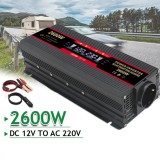 Invertor 12v 220v 2600w Unda modificata cu Display, 1 Iesire AC Protectie Scurtcircuit 2 USB, Adaptor Auto Inclus - 12V