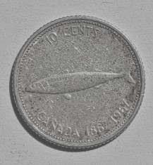 CANADA 10 CENTI CENTS 1967 ARGINT STARE FOARTE BUNA