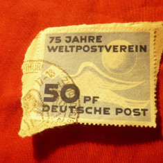 Serie 1 val. UPU- 50 Ani , DDR 1949 ,val. 50pf pe fragment ,stampilat