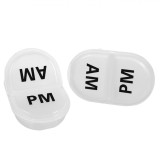 Set Cutii Depozitare Pastile, 2 Bucăți, Plastic, Compartiment AM/PM, Alb