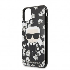 Husa Karl Lagerfeld TPU Flower pentru iPhone 11 Pro Negru foto